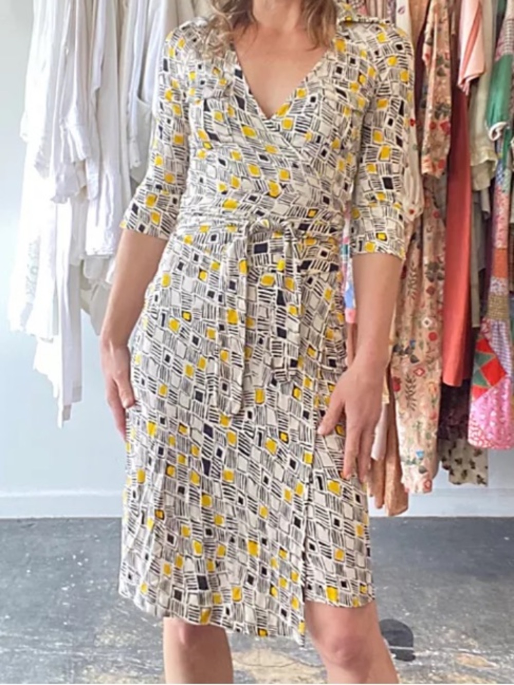 Diane Von Furstenberg Leopard Julie Jeanne 3/4 Sleeve Silk Wrap Dress S - Picture 2 of 11